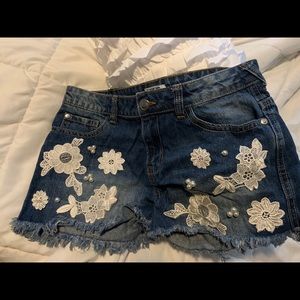 Bebe girls denim shorts! With lots of cute details